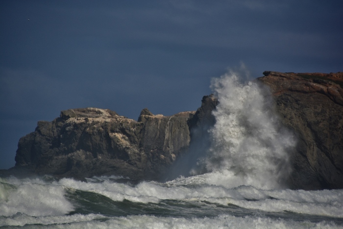 spray against rock formation